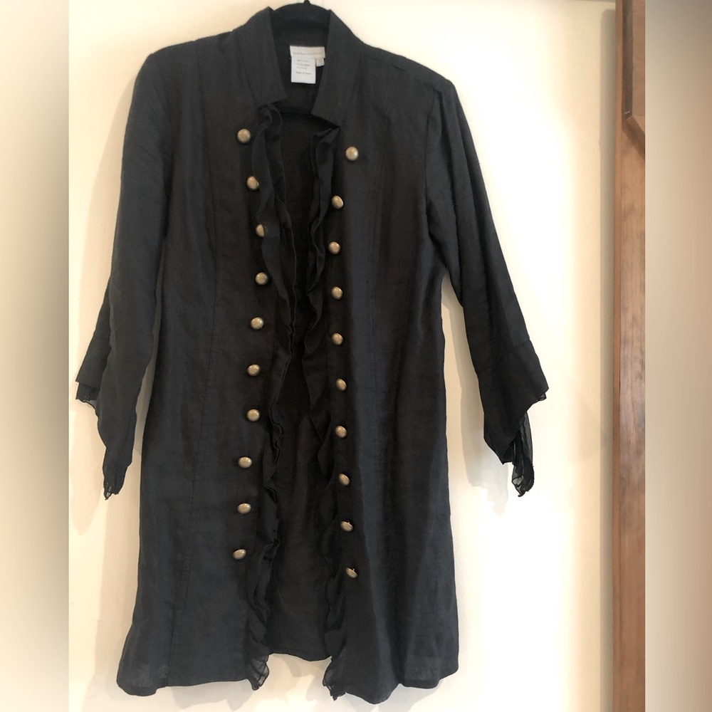 Soft Surroundings military inspired black linen jacket